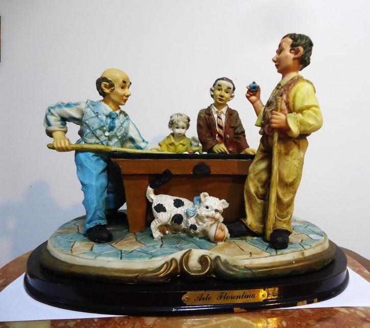 Biljart Café Sculptuur Florentina Porselein Italië👀😎💑🤗🎁, Antiek en Kunst, Kunst | Beelden en Houtsnijwerken, Ophalen of Verzenden
