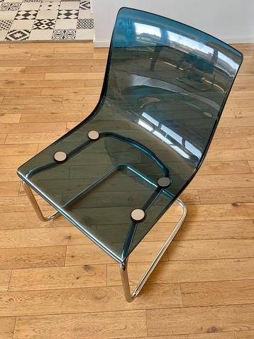 Set van 4 transparante/blauwe IKEA stoelen beschikbaar voor biedingen