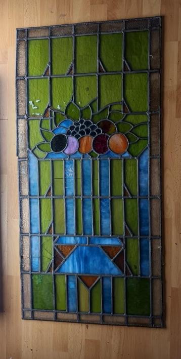 1 glas in lood raam art nouveau stijl (50s), Antiek en Kunst, Ophalen