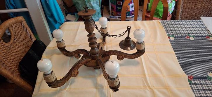 Lustre ancien en chêne, Antiek en Kunst, Antiek | Verlichting, Ophalen