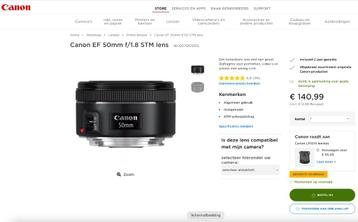 Canon EF 50mm f/1.8 STM lens disponible aux enchères