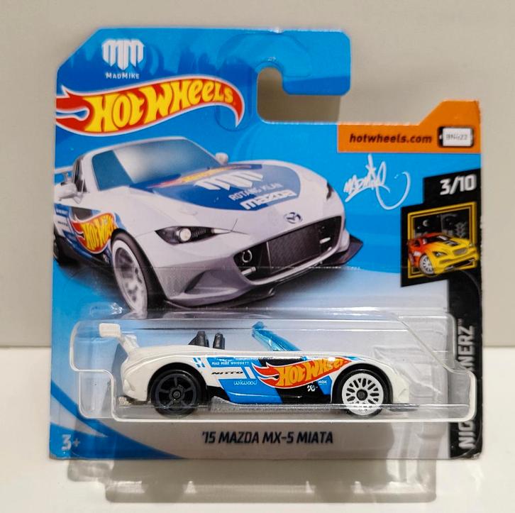 Hot Wheels '15 Mazda MX-5 Miata Mad Mike Wit (2018), Hobby & Loisirs créatifs, Voitures miniatures | Échelles Autre, Enlèvement ou Envoi
