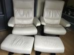 2 Fauteuils Stressless avec repose-pieds inclinables, Ophalen, Gebruikt, Hout, 75 tot 100 cm