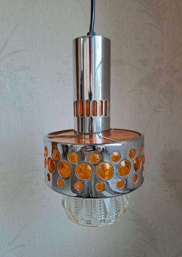 Lampe suspendue vintage orange de l'ère spatiale