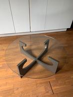 Vintage Salontafel 70’s  - 1m doorsnede, Huis en Inrichting, Tafels | Salontafels, Ophalen, Zo goed als nieuw, Glas