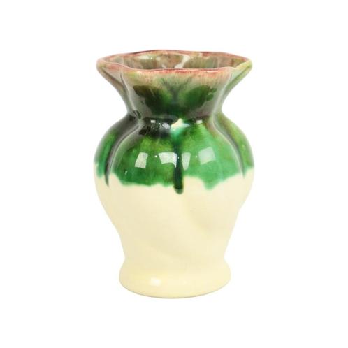 Kleine West Germany Vaas Crème Groen Craquelé Geglazuurd, Huis en Inrichting, Woonaccessoires | Vazen, Gebruikt, Groen, Minder dan 50 cm