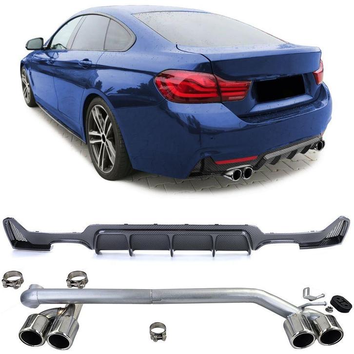 4 X Uitlaat Carbon Diffuser Bmw 4 serie F32 F33 F36 M Pack, Auto diversen, Tuning en Styling, Verzenden