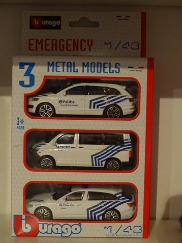 1/43 Set Burago Police Politie Audi A6 Q7 VW Volkswagen beschikbaar voor biedingen