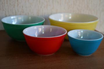 vintage Pyrex primary color set kommen, Enlèvement, Utilisé
