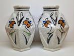 Art Deco stijl hexagonale craquelé vazen Nederland., Antiek en Kunst, Ophalen of Verzenden
