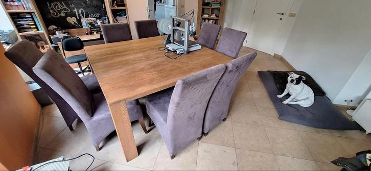 Grote vierkanten tafel met 8 stoelen, Huis en Inrichting, Complete inboedels, Ophalen