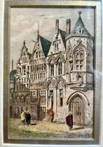 mooie ingekleurde staalgravure Mechelen, Antiek en Kunst, Kunst | Etsen en Gravures, Ophalen of Verzenden