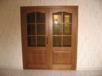 Dubbele eiken deur, Doe-het-zelf en Bouw, Deuren en Vliegenramen, Glas, 120 cm of meer, Zo goed als nieuw, Ophalen