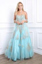 gekleurde trouwjurk turquoise maat 36 38 40 42 44 46 48, Ophalen of Verzenden, Nieuw, Overige kleuren, Trouwjurk