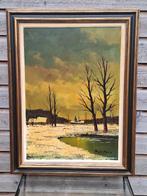 Olie schilderij Piet Mees "Winterlandschap, Ophalen of Verzenden