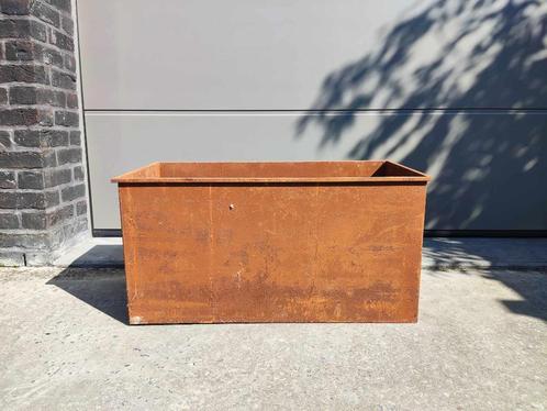 Bloembak cortenstaal 80 x 40 x 40 - met bodem en buitenrand, Tuin en Terras, Bloembakken en Plantenbakken, Nieuw, Metaal, Binnen