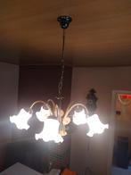 2 luchters met 5 armen ,verguld, Huis en Inrichting, Lampen | Kroonluchters, Ophalen, Gebruikt, Glas