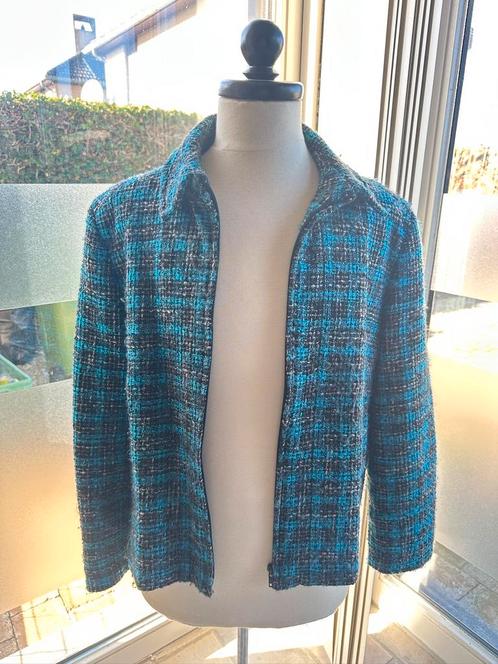 Blauw/zwarte shacket – vintage stijl (L/kleine XL), Kleding | Dames, Jassen | Zomer, Zo goed als nieuw, Maat 42/44 (L), Blauw