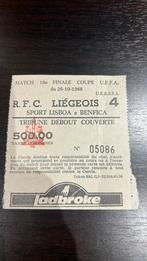 Ticket RFC Liégeois Benfica Lisbonne 1988, Affiche, Image ou Autocollant, Utilisé