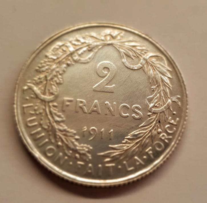2 francs - Albert Ier en français 1911, Postzegels en Munten, Munten | België, Zilver, Zilver, Ophalen of Verzenden
