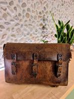 Heel tof vintage bruin écht lederen boekentasje, Gebruikt, Bruin, Rugtas, Ophalen of Verzenden