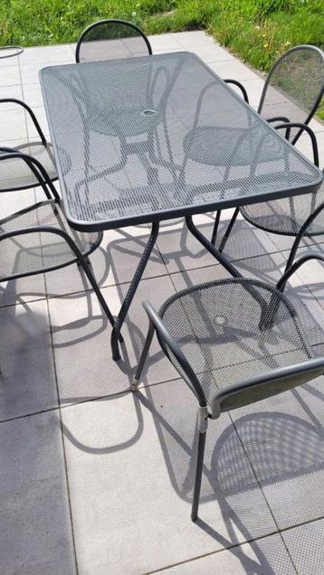 Table extérieure jardin métal + 6 chaises métal