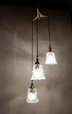 Vintage hanglamp met glazen kelken, Ophalen of Verzenden, Glas