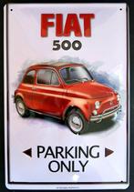 Reclamebord van Fiat 500 Parking Only in Reliëf -20 x 30cm., Verzamelen, Merken en Reclamevoorwerpen, Nieuw, Reclamebord, Verzenden