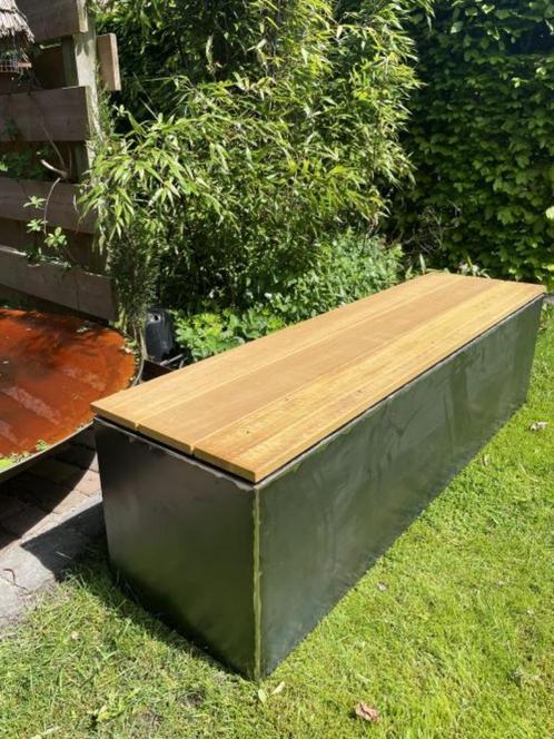 Cortenstaal tuinbank, of alu., Tuin en Terras, Tuinbanken, Nieuw, Metaal, Ophalen of Verzenden