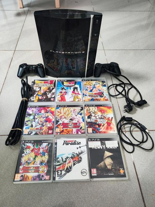 Ps3 phat met dragon ball Z games, Games en Spelcomputers, Spelcomputers | Sony PlayStation 3, Gebruikt, Phat, 80 GB, Met 2 controllers