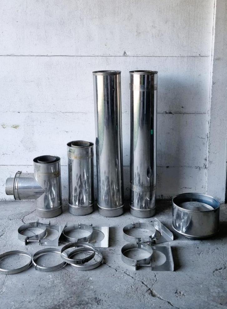 Dubbelwandige inox buizen, Doe-het-zelf en Bouw, Buizen en Afvoer, Gebruikt, Overige typen, Inox, 2 tot 4 meter, 80 mm of meer
