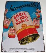 SHELL OLIE : Metalen Bord Blik Shell X-100 Motor Oil, Verzamelen, Verzenden, Nieuw, Reclamebord