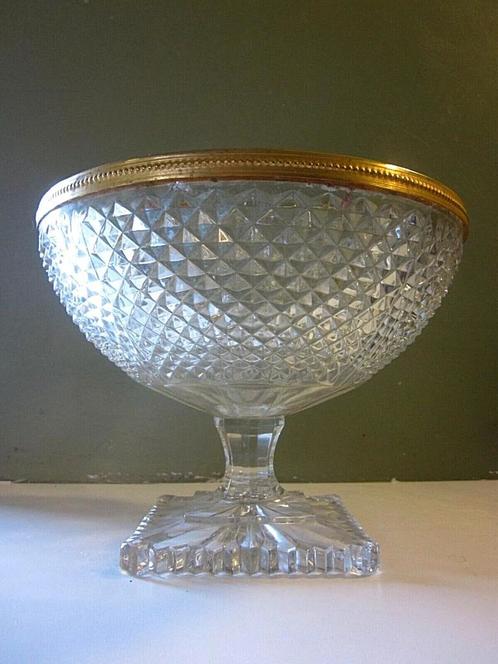 Grote zuignap voor kristalcompote met diamantpunt 1950, Antiek en Kunst, Antiek | Glaswerk en Kristal, Ophalen of Verzenden