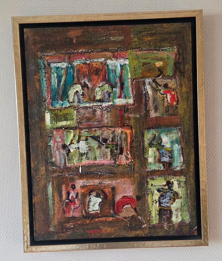 2 Anusa Salanje schilderijen, Antiek en Kunst, Kunst | Schilderijen | Abstract, Ophalen