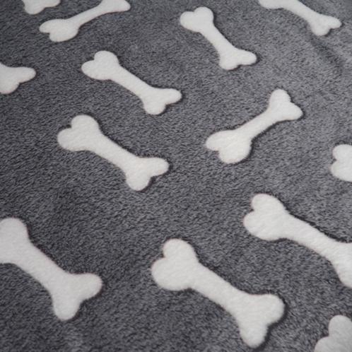 4225)165x50cm wellness fleece grijs botten hond wit, Hobby en Vrije tijd, Stoffen en Lappen, Nieuw, Polyester, 120 cm of meer