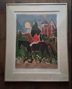 litho, leurenlitho Hubert Malfait 'Les Cavaliers' gesigneerd, Antiek en Kunst, Ophalen