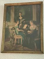 Gouden kader met Liefelijk tafereel piano en luit, Antiek en Kunst, Curiosa en Brocante, Ophalen