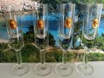 4 verres à liqueur en verre souflé, sceau marquise doré, Ophalen of Verzenden, Zo goed als nieuw, Kristal, Glas of Glazen
