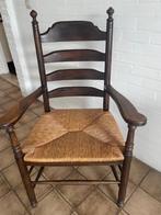 Knopstoel met biezen zitting_massief hout_landelijk, Huis en Inrichting, Stoelen, Ophalen, Gebruikt, Bruin, Landelijk