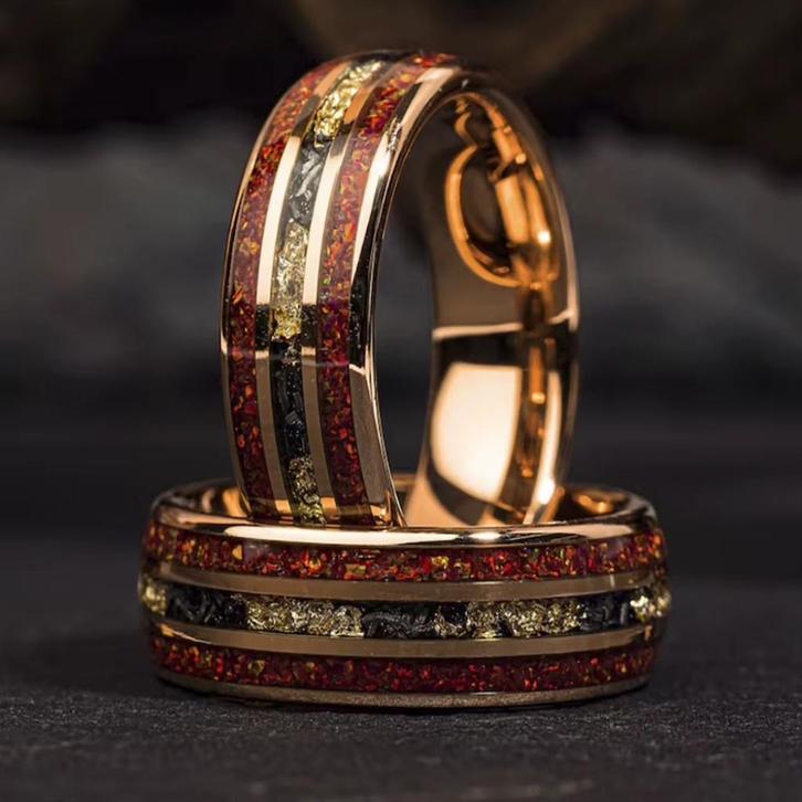 Trouwringen wolfraam met rood Opaal en rosé goud - Ryann, Bijoux, Sacs & Beauté, Bagues, Neuf, Femme ou Homme, Autres couleurs