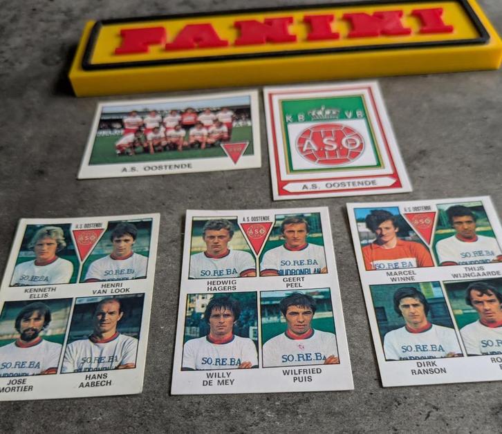 PANINI FOOTBALL 78 AS OOSTENDE 5 AUTOCOLLANTS 1978, Hobby & Loisirs créatifs, Autocollants & Images, Neuf, Envoi