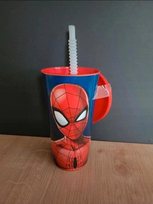 Drinkbeker met deksel en plastic rietje Marvel Spiderman, Kinderen en Baby's, Babyvoeding en Toebehoren, Nieuw, Ophalen of Verzenden