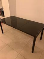 Tafel (zwart) met glazen blad, Huis en Inrichting, Tafels | Eettafels, Ophalen, Gebruikt, Metaal
