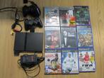 playstation 2 met spelletjes, Games en Spelcomputers, Spelcomputers | Sony PlayStation 2, Gebruikt, Zwart, Met games, Met 2 controllers