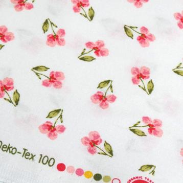Promo! 608) 140x50cm katoen roze bloemetjes op wit beschikbaar voor biedingen