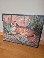 Schilderij jaren 70 tijger, Antiek en Kunst, Ophalen