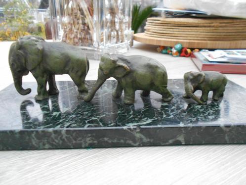 Familie olifanten - Weens brons op marmer, Antiek en Kunst, Antiek | Brons en Koper, Brons, Ophalen of Verzenden