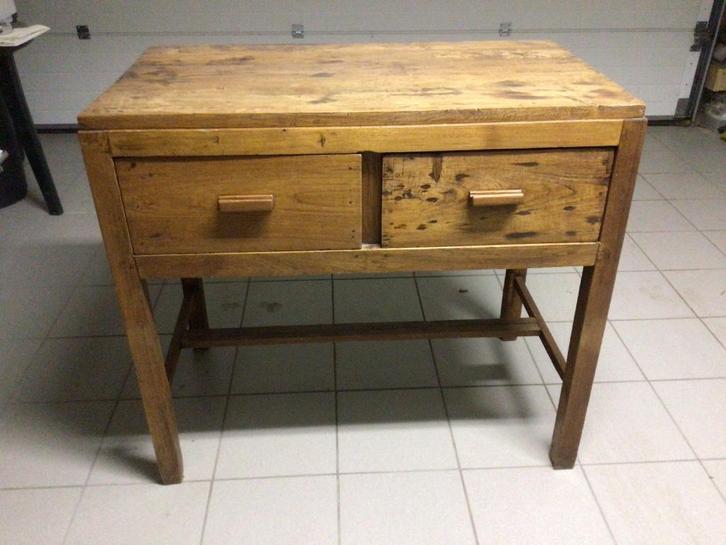 Antiek tafeltje/secretaire met 2 lades, Huis en Inrichting, Kasten | Secretaires, Gebruikt, Ophalen