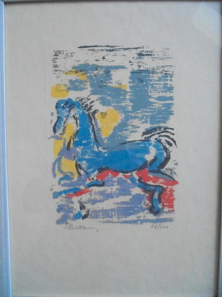 Irene Battaille  Litho  Paard, Antiek en Kunst, Kunst | Litho's en Zeefdrukken, Verzenden