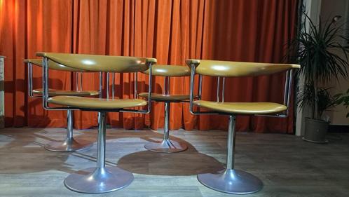 4 chaises de salle à manger Vintage, Maison & Meubles, Chaises, Comme neuf, Quatre, Synthétique, Métal, Enlèvement